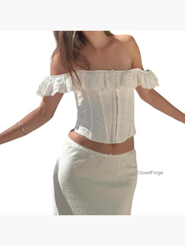 Off Shoulder Bustier Corset Top Slim Fit Tie Up Shapewear Going Out Party Club